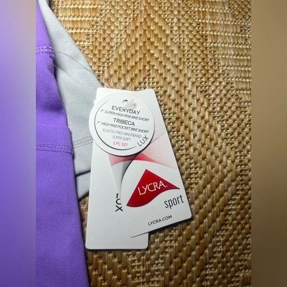 YOGALICIOUS® LUX Women's Workout Short Set: 7" Purple & Grey, Size XS,NWT - Picture 3 of 12